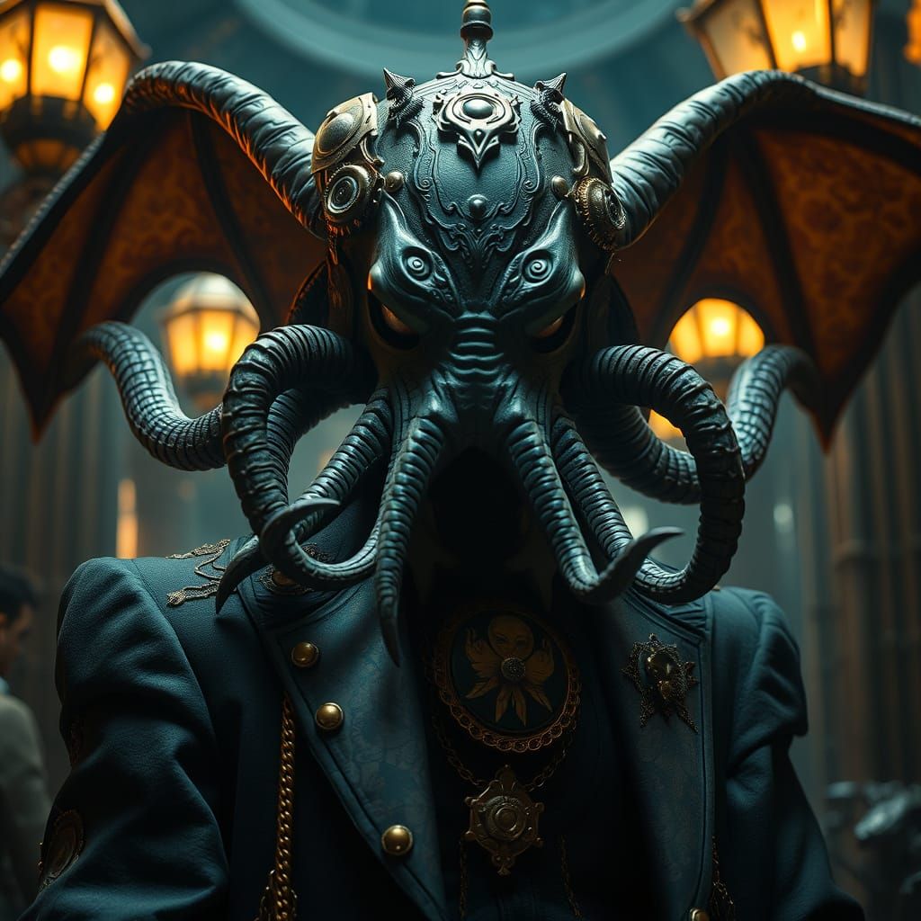 Steampunk Cthulhu in Art Deco Victorian Style