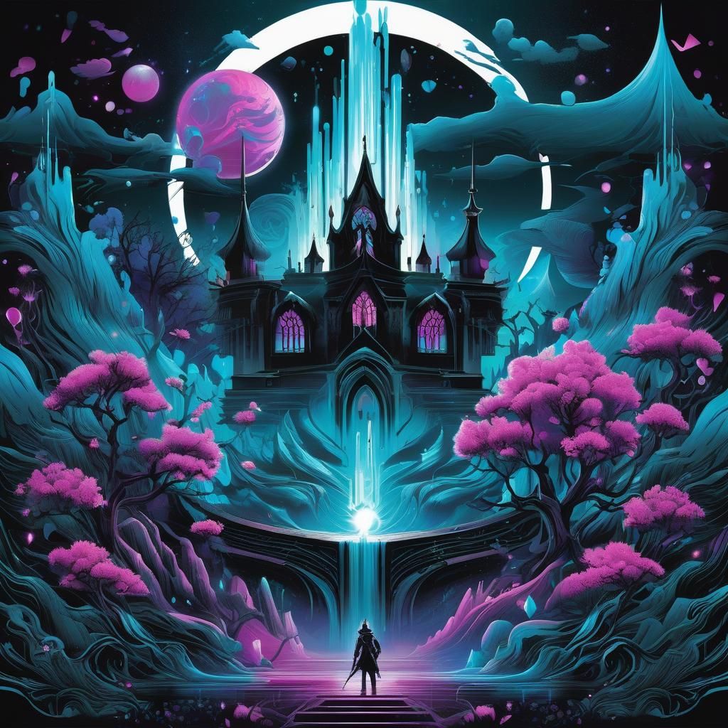 Dark Magic T-Shirt Design in Digital Art Style