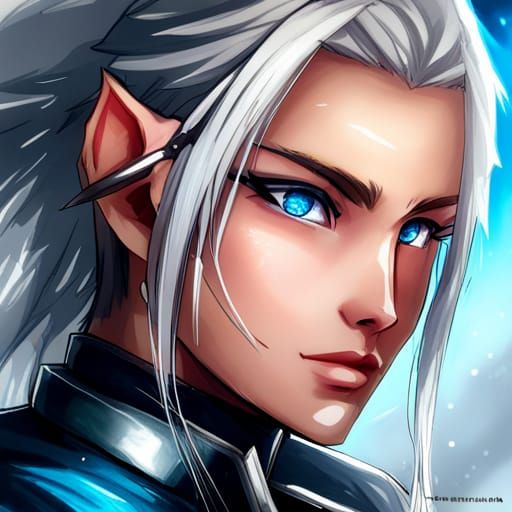 Anime Style Winter Eladrin Ranger Illustration