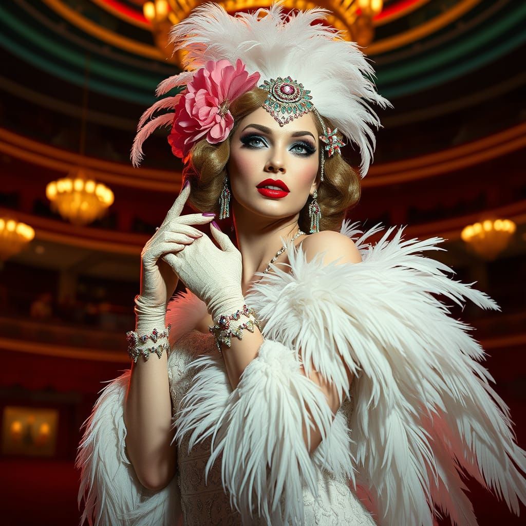 1940s Showgirl in Art Nouveau Style