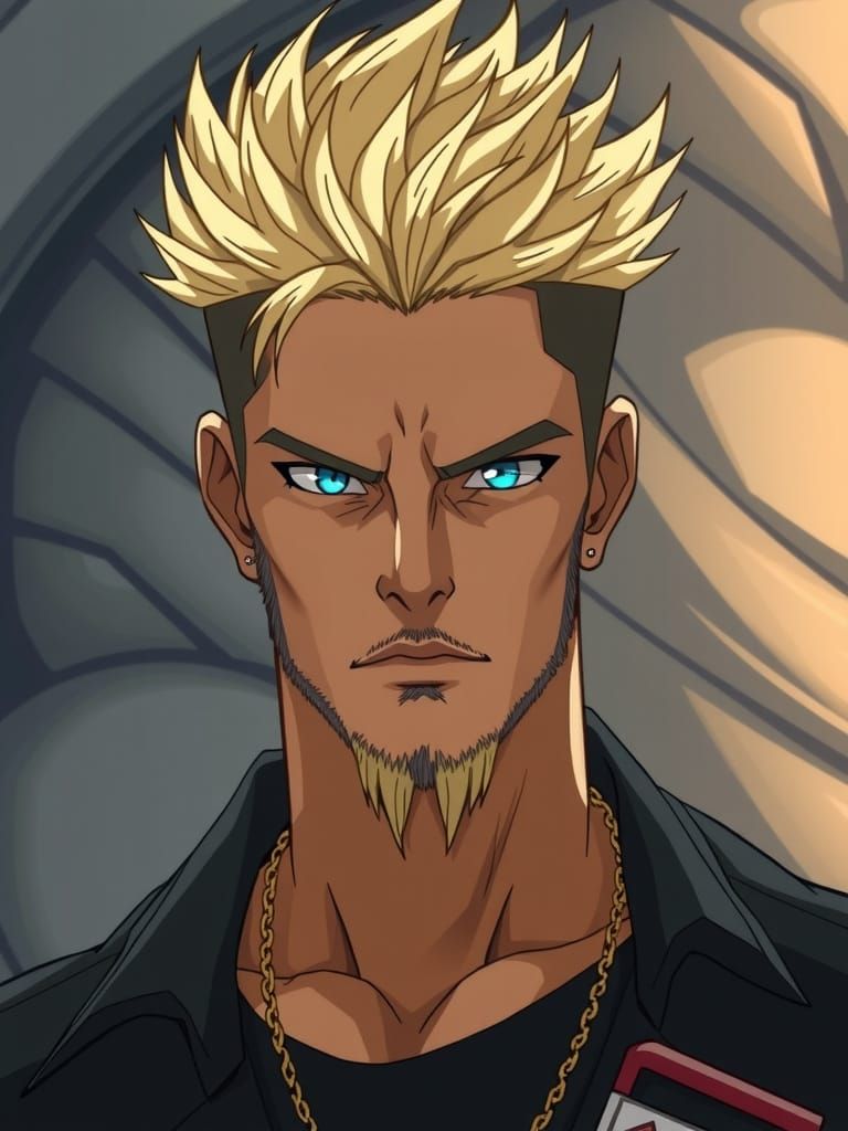 Anime Portrait of Striking Male Model in Studio Ghibli Style