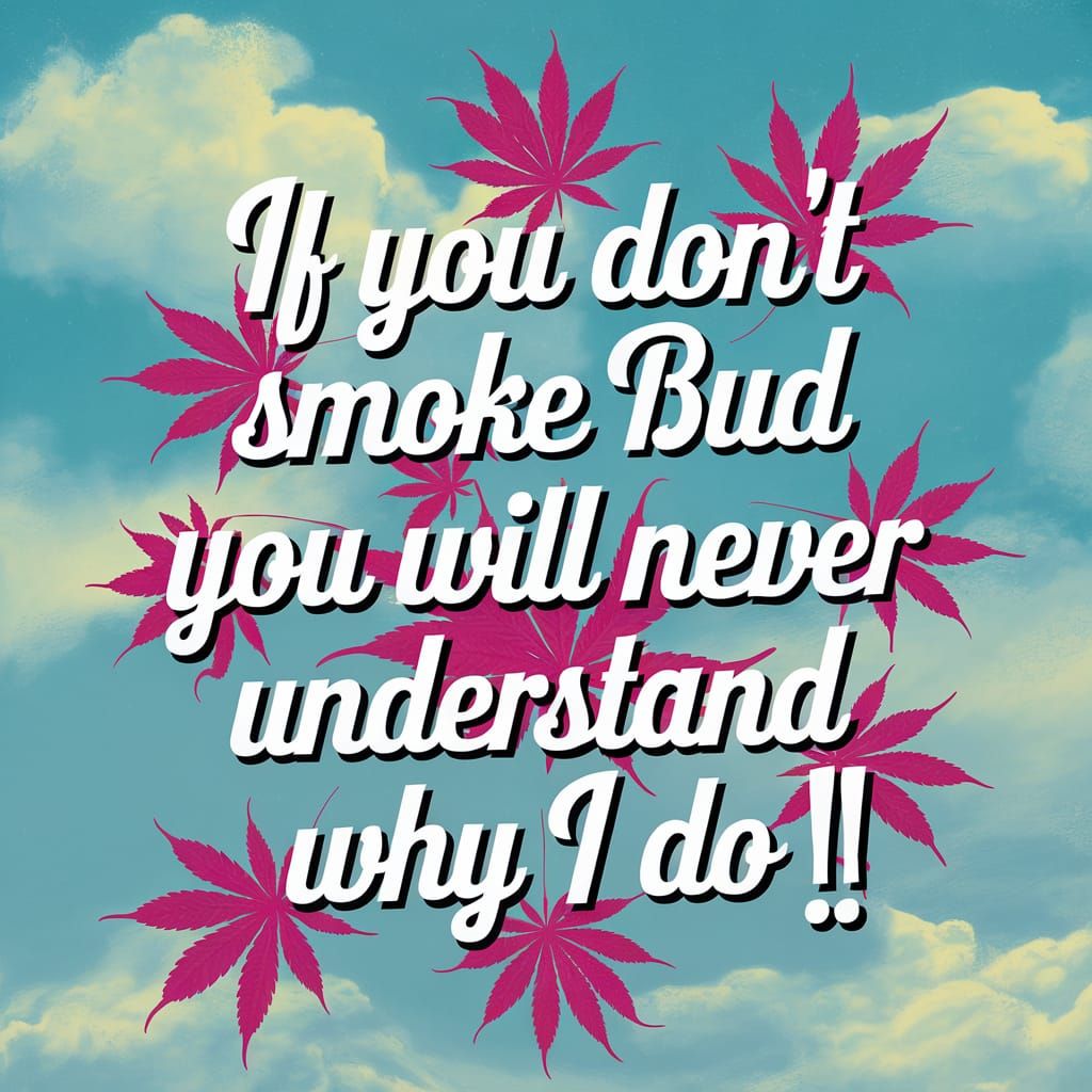 Marijuana Slogan with Leaves on Sky Background