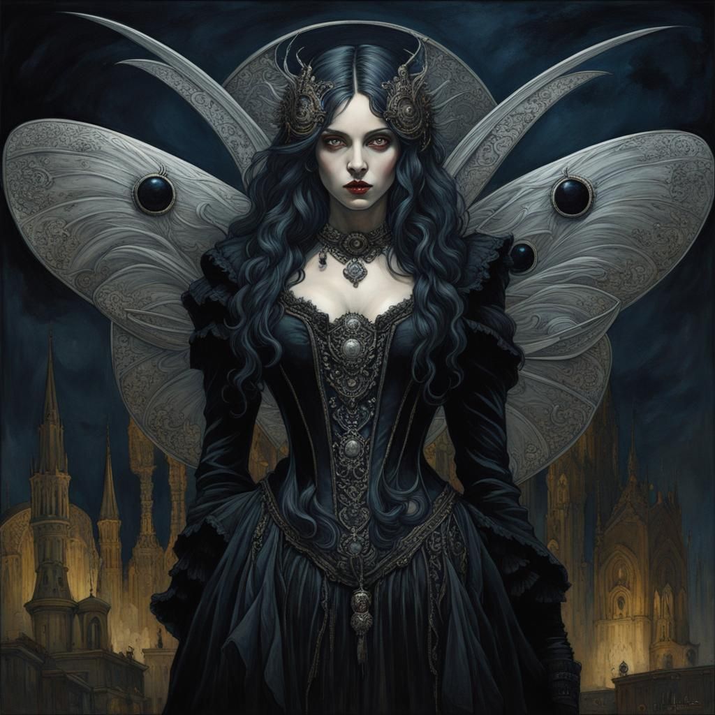 Silver Goth Moth in Renaissance Style