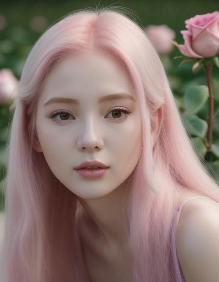 Youthful Woman in Rose Field, Vogue Editorial