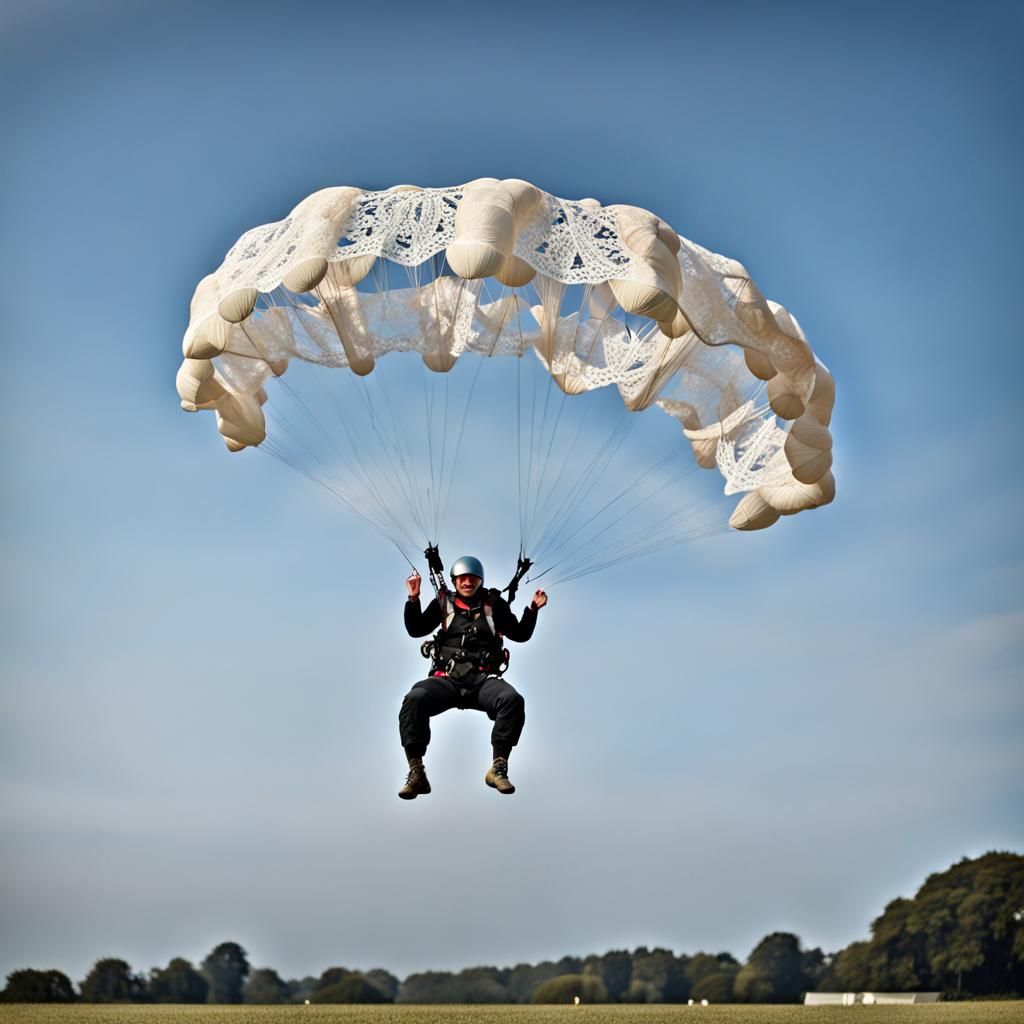 Lace Parachute Descent: A Study in Contrasts