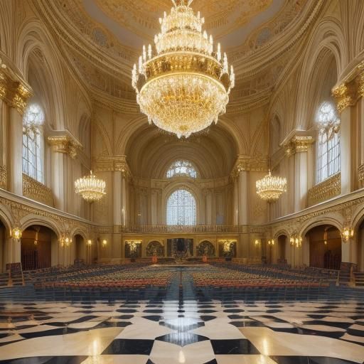 Dancing Carrot in Ballroom Cathedral: Whimsical Illustration