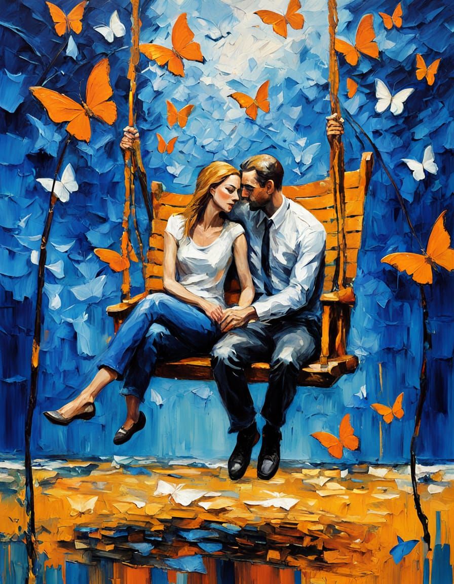 Floral Swing: Expressionist Impasto Oil Painting