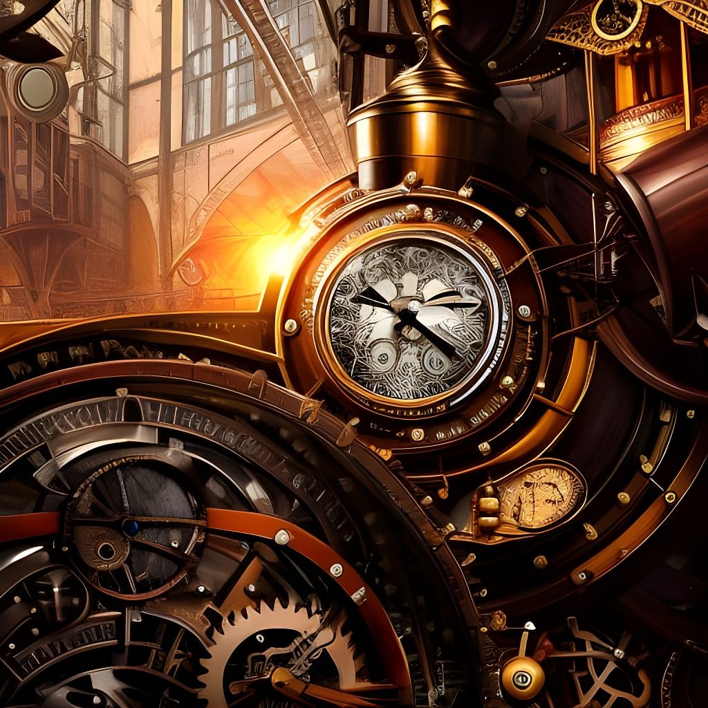 Steampunk Old Man With Clockwork Heart Painting