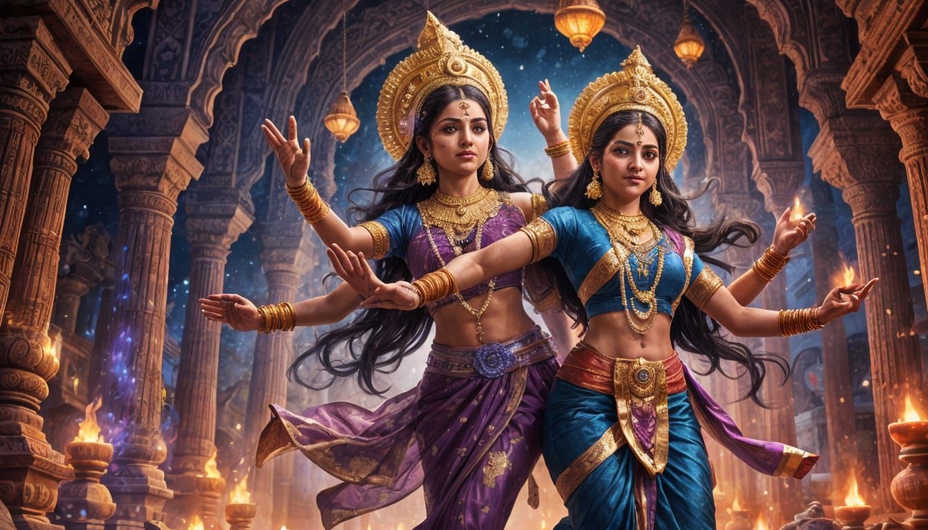 Navratri Indian Festival in Detailed Matte Painting