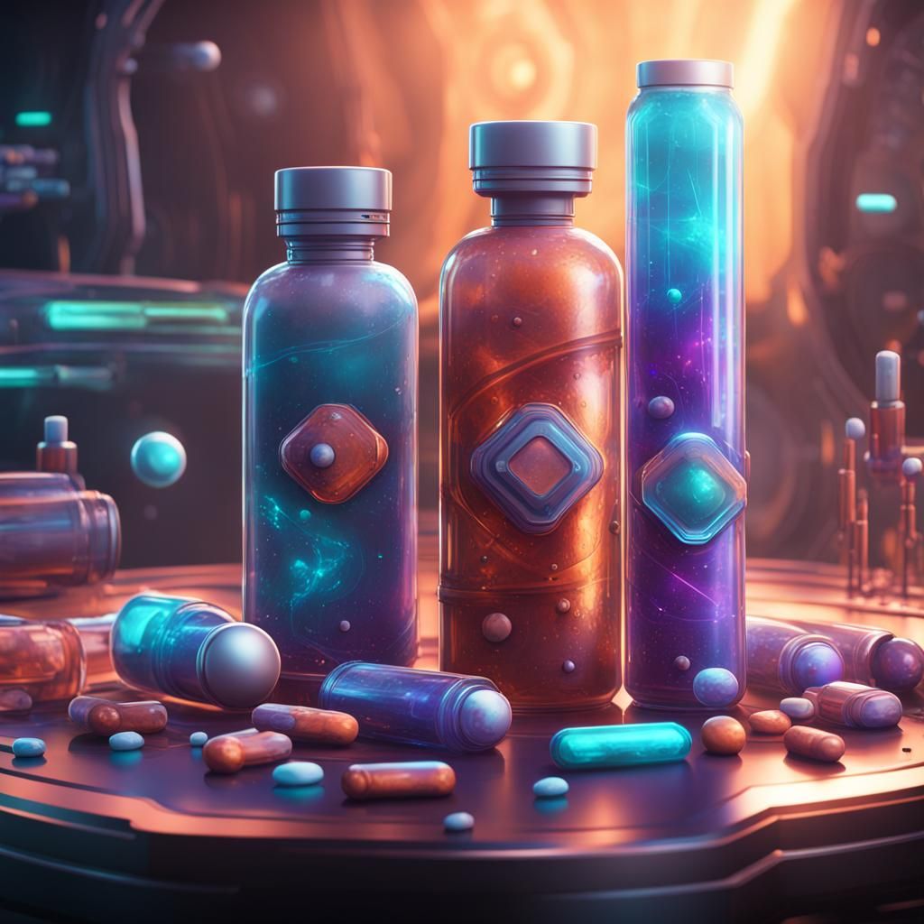 Sci-Fi Drugs Concept Art in Detailed 2D Style