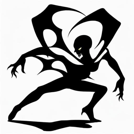 Surrealist Shadow Vampire Silhouette in Abstract Line Art
