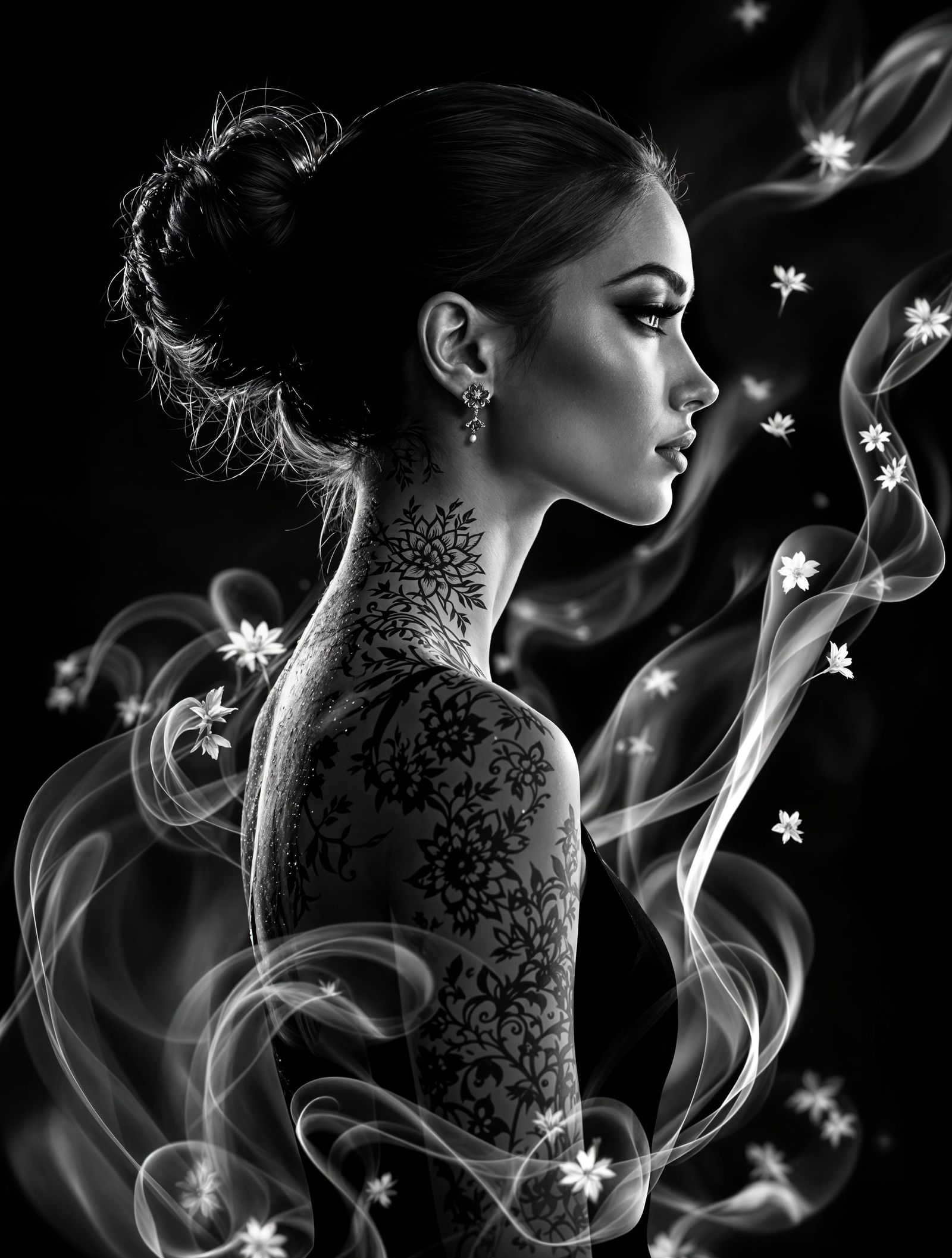 Monochromatic Portrait of a Refined Woman