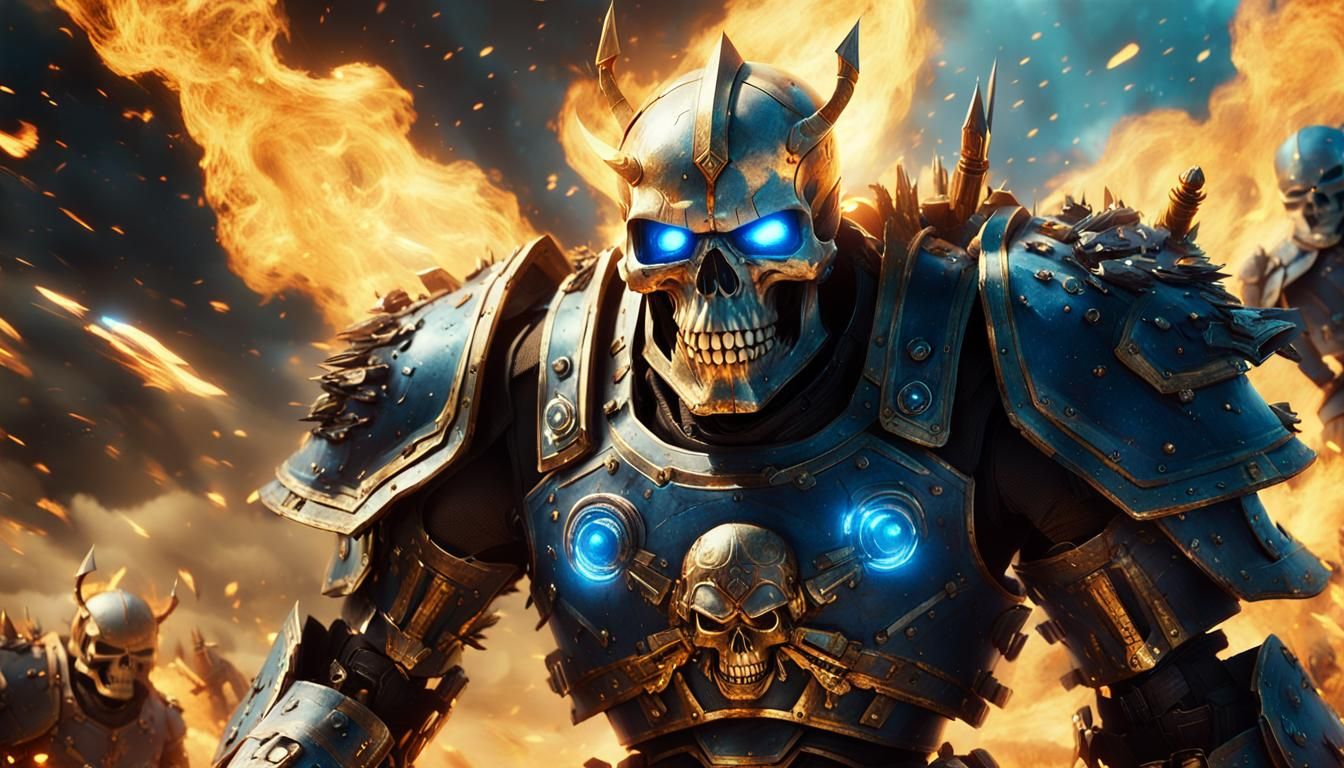 Skull King Charges into Battlefield in Gritty Digital Art