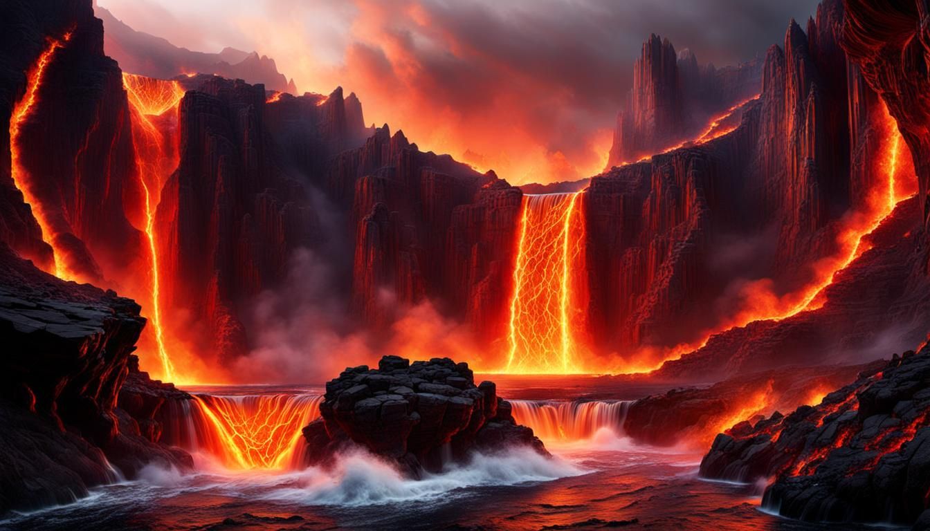 Epic Lava Falls into Tartarus Canyon