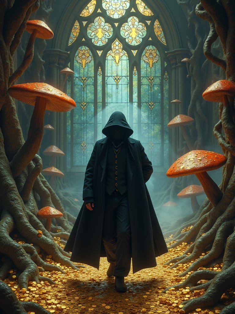 Victorian Thief Stealing Gold in Fantasy World