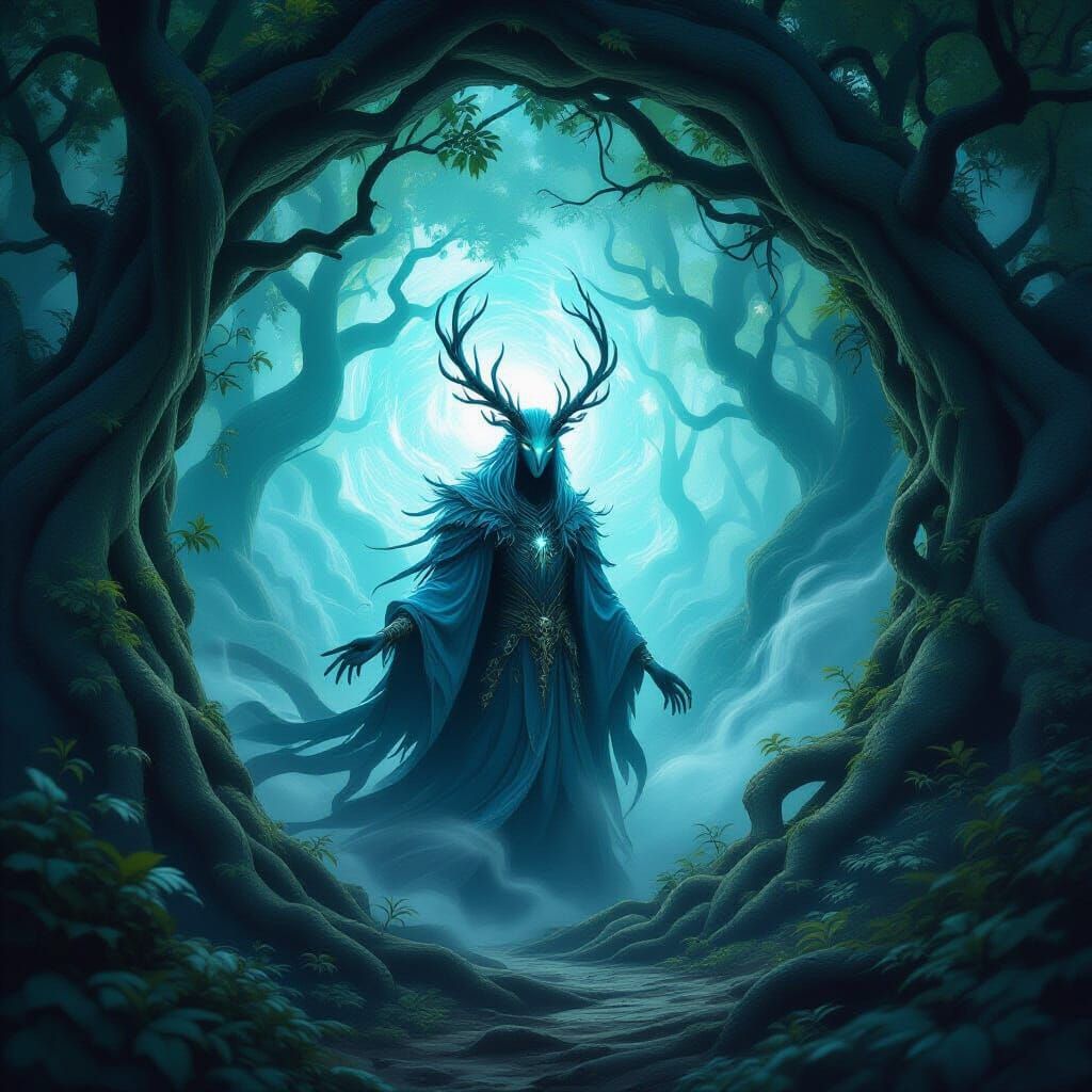 Spectral Guardian of Mystical Portal in Dark Fantasy Art