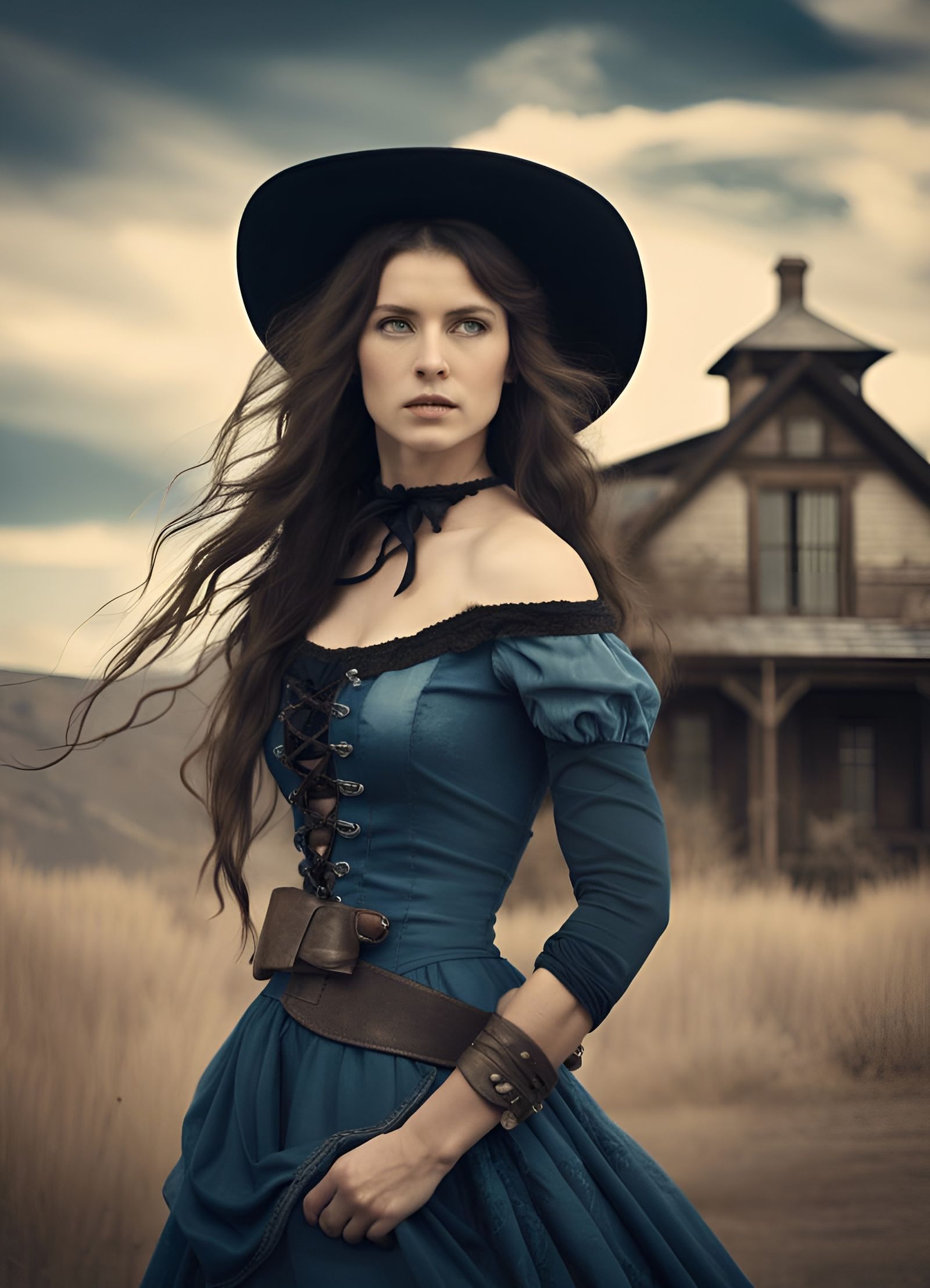 19th Century Cowgirl in Sepia Tones