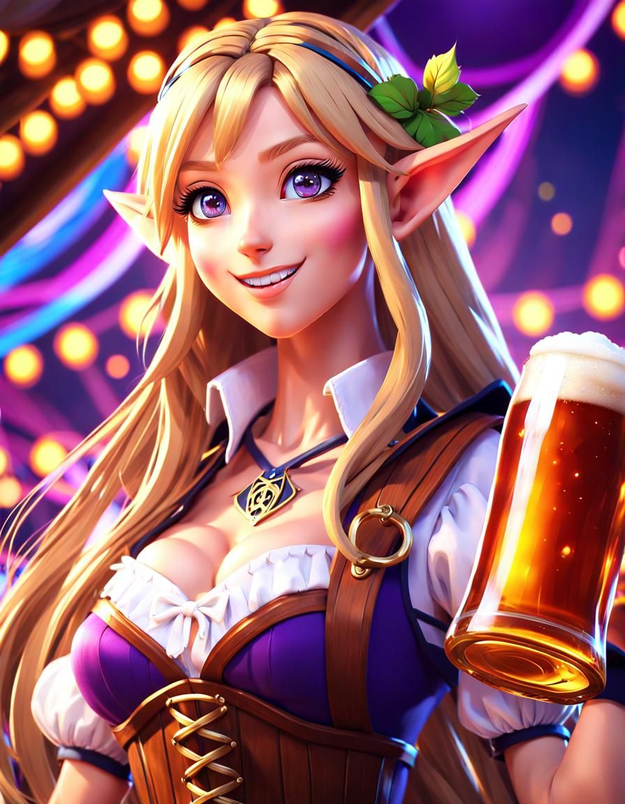 Oktoberfest Elf with Tankard, 3D Anime Art
