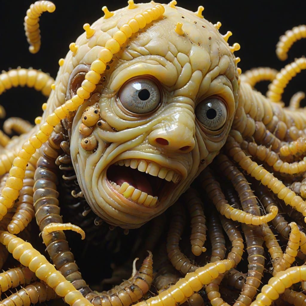 Human Body Covered in Larvae