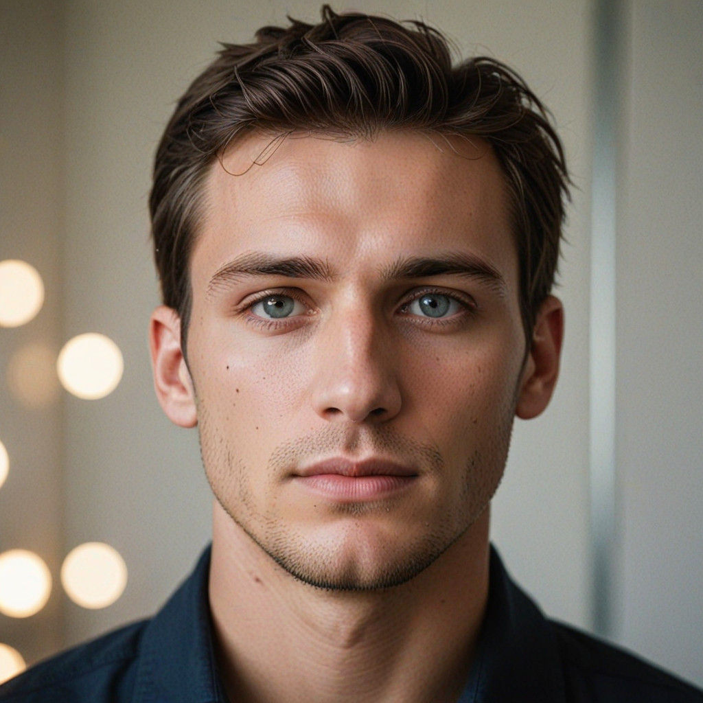 Handsome Young Man in Reflection