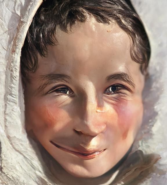 Smiling Boy Portrait in Romantic Style