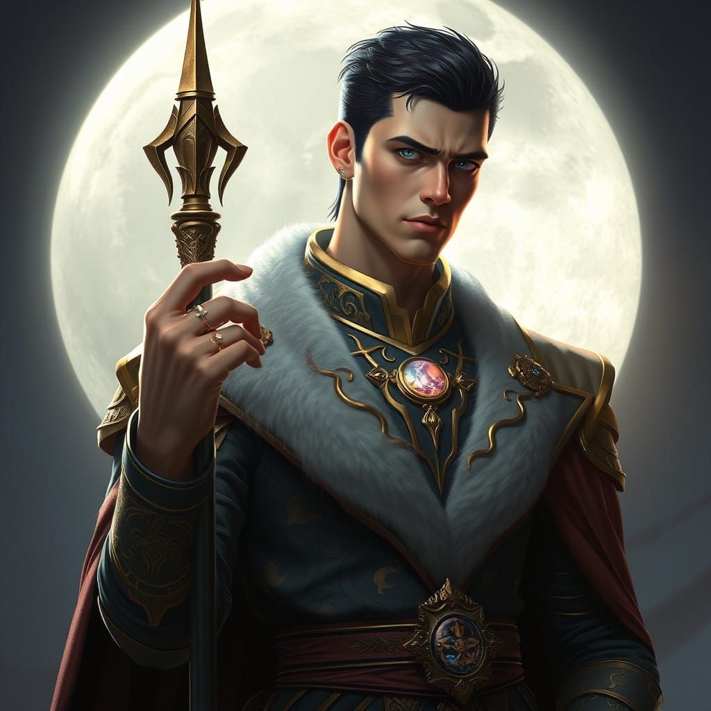 Regal Figure Under Ethereal Moonlight