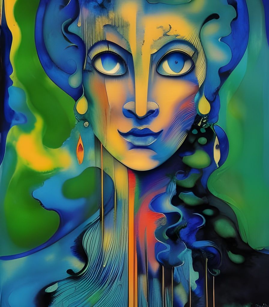 Melting Woman in Glass Shards, Hyperdetailed Art