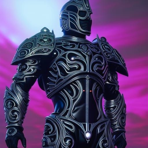 Obsidian Armored Suit with Pink Crystal Energy