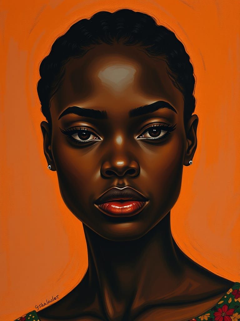 Woman with Mahogany Tones in Expressive Realism