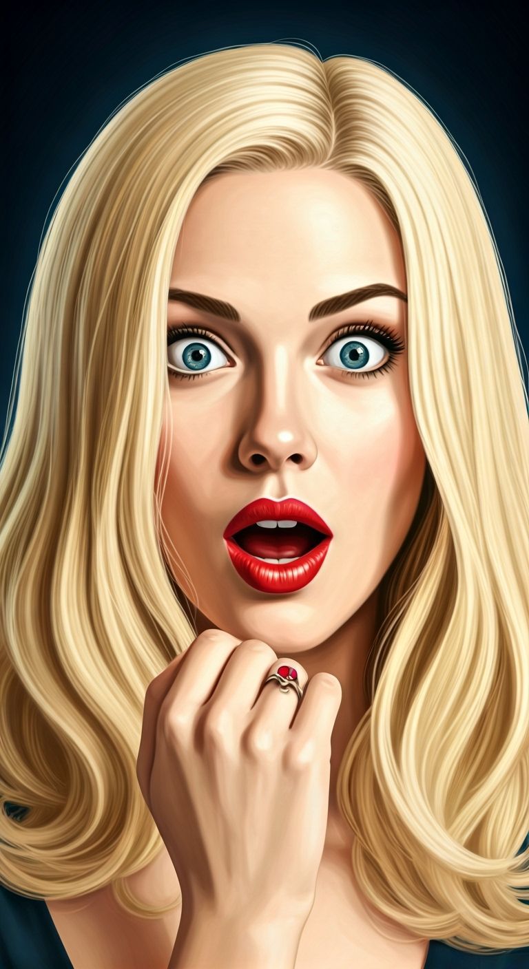 Woman with Ruby Ring in Realistic Style
