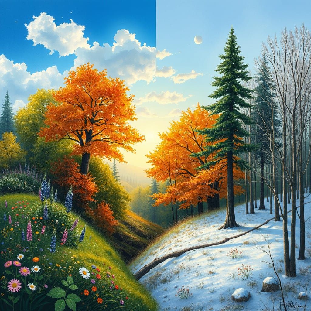Cyclical Serenity: Seasons Unfold in Nature's Symphony