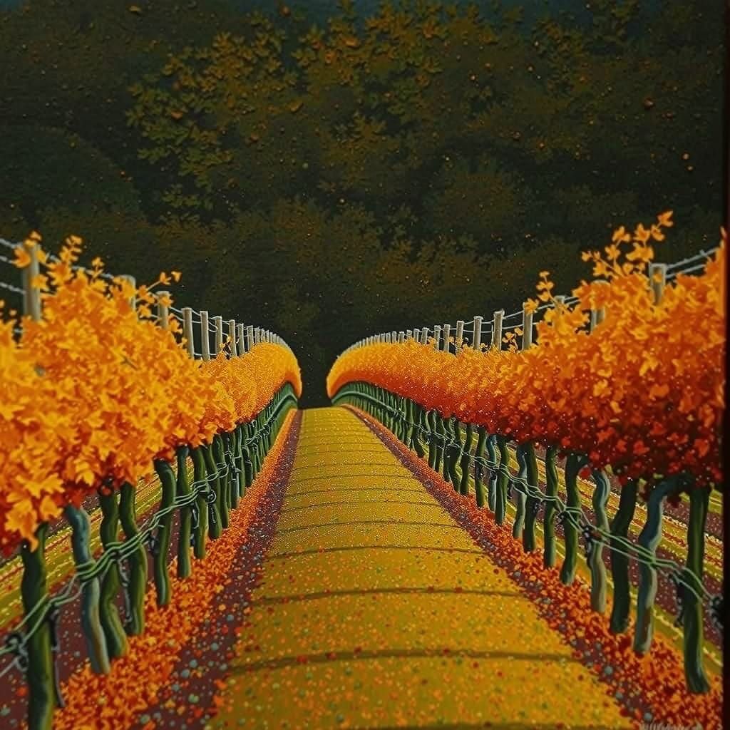 Vineyard in Vibrant Autumn Colors