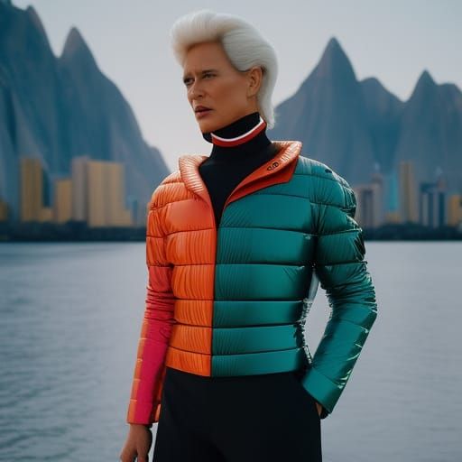 Retro-Futuristic Inflatable Plastic Puffer Jacket in Analogu...