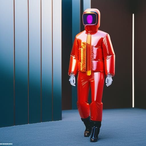Retro-Futuristic Inflatable Outfit in Analogue Film Style