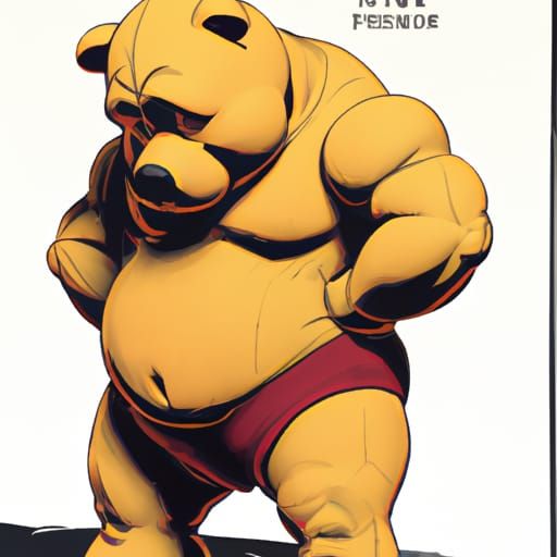 Buff Winnie the Pooh in Comic Book Style