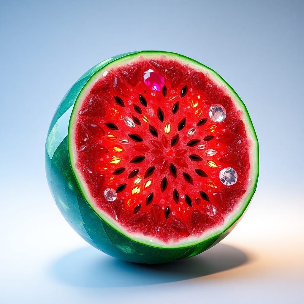 Gem Watermelon in Dazzling Surrealist Style