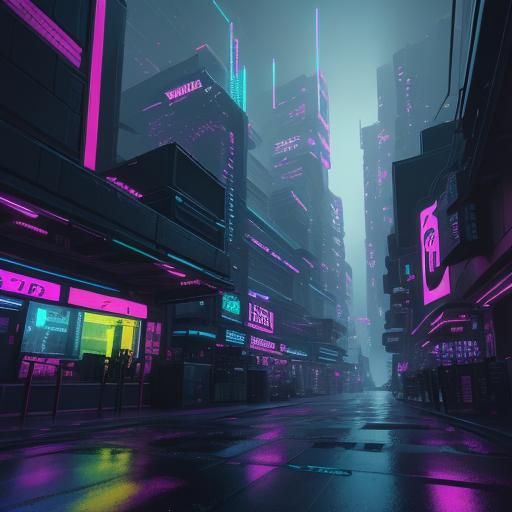 Neon Cyberpunk Cityscape at Sunset in Unreal Engine
