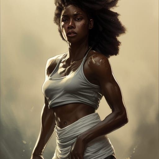 Detailed Portrait of a Black Woman Warrior