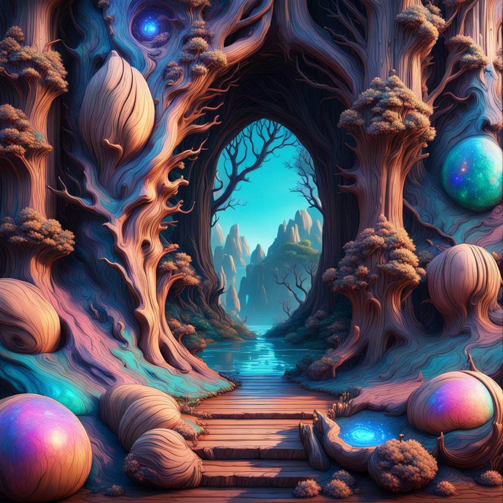 Fantastical Opalized Wood in Detailed Matte Painting