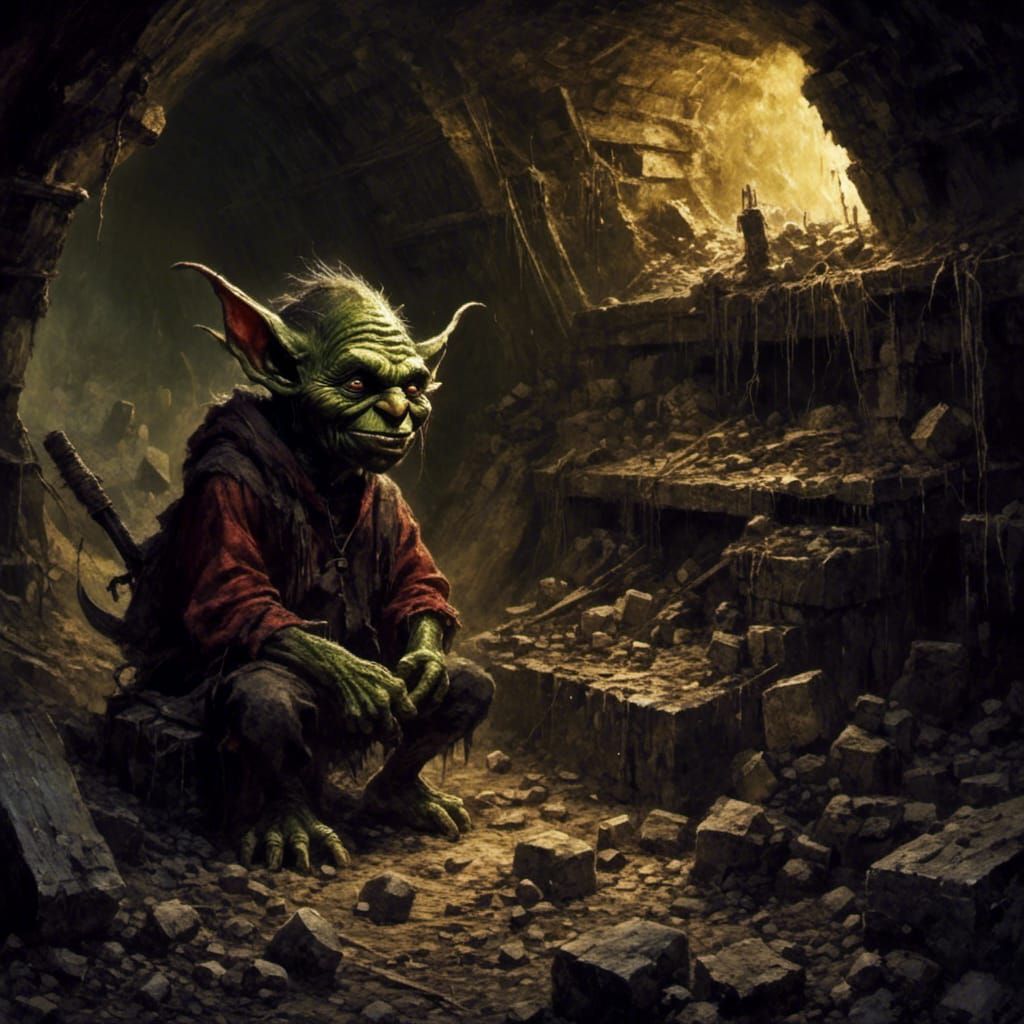 Goblin in Abandoned Mine: Horror Concept