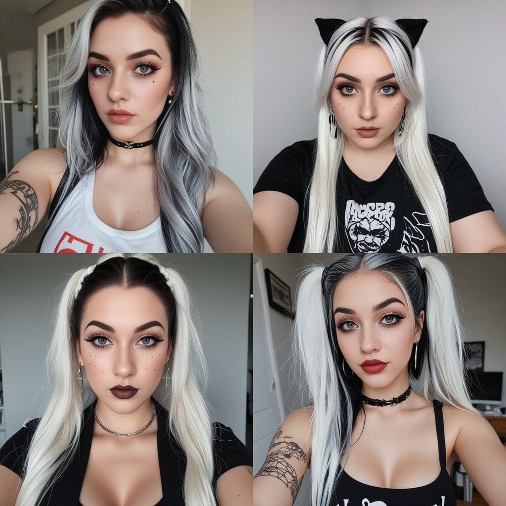 Hyperrealistic Selfie of Curvy Emo Popstar