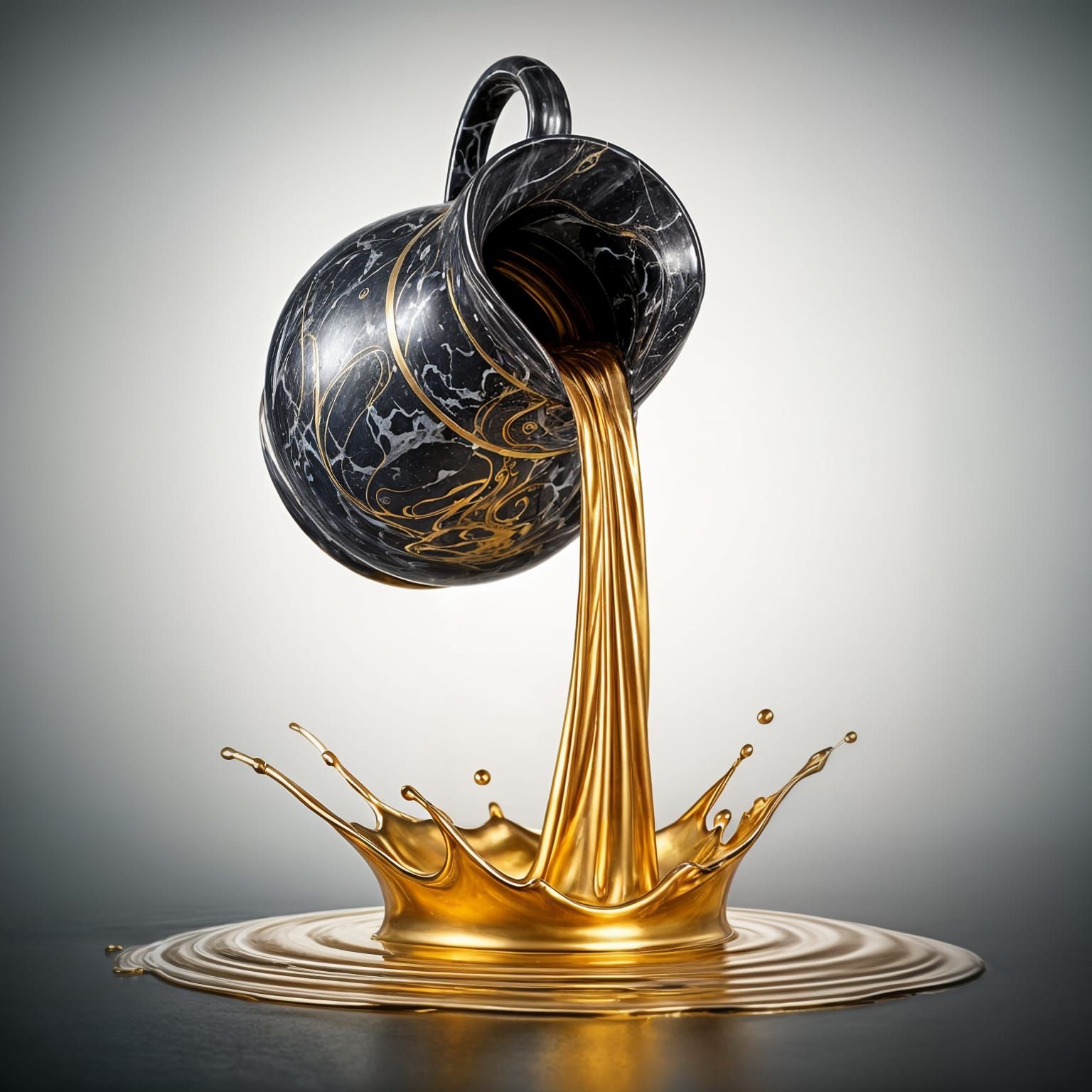 Luxurious Black Marble Pitcher Pours Liquid Gold