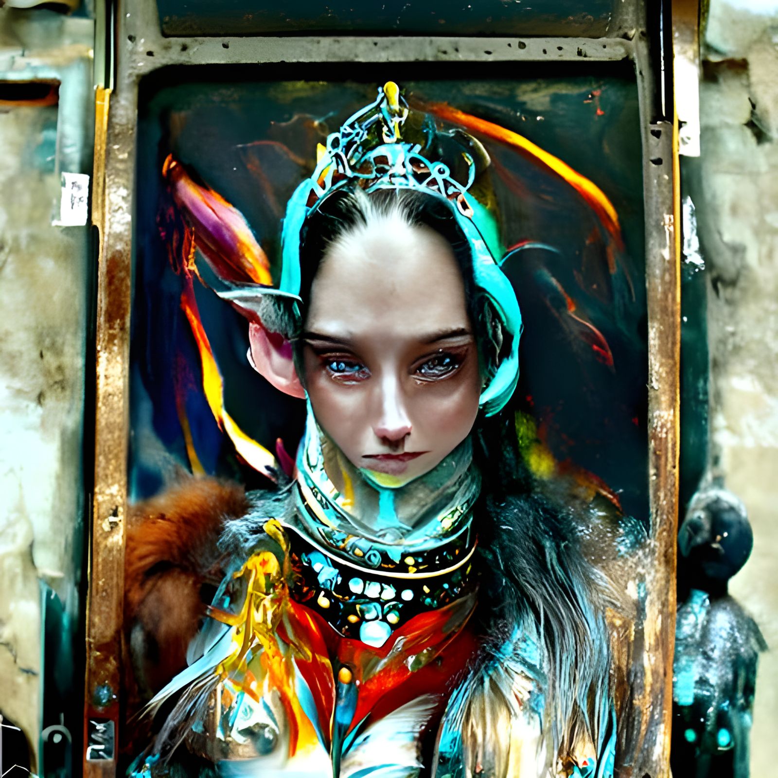 Colorful Elven Princess Portrait in Hyperrealism Style