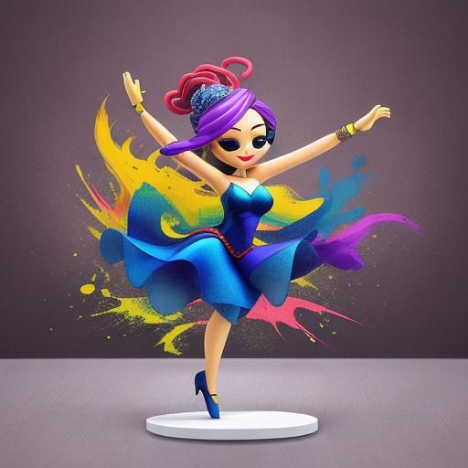 Lively Dance with Bobbleheads in Abstract Art