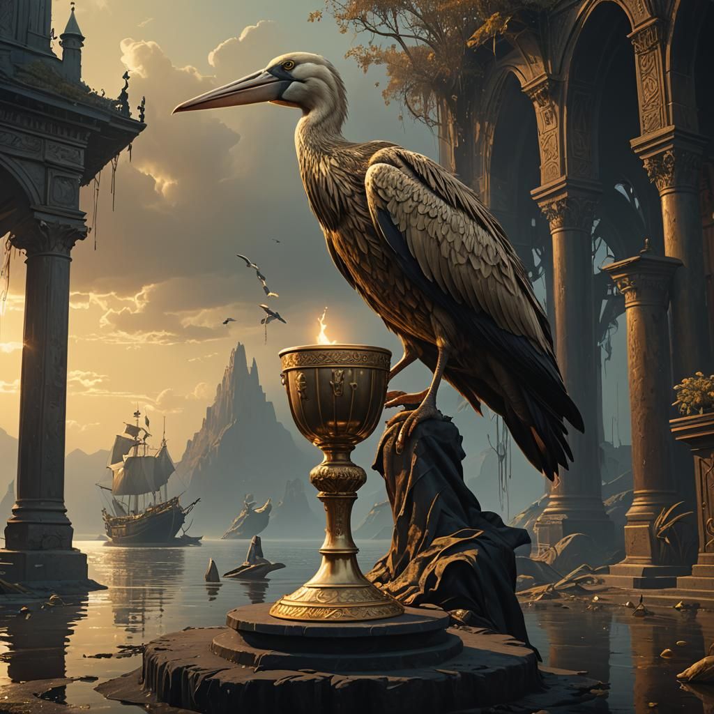 Golden Pelican Chalice Fantasy Concept Art