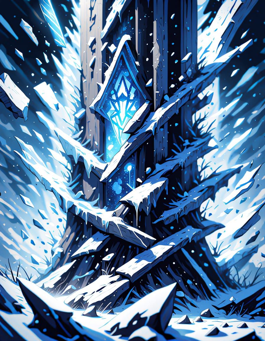 Frost Pillar Attack in Cel-Shaded Anime Style