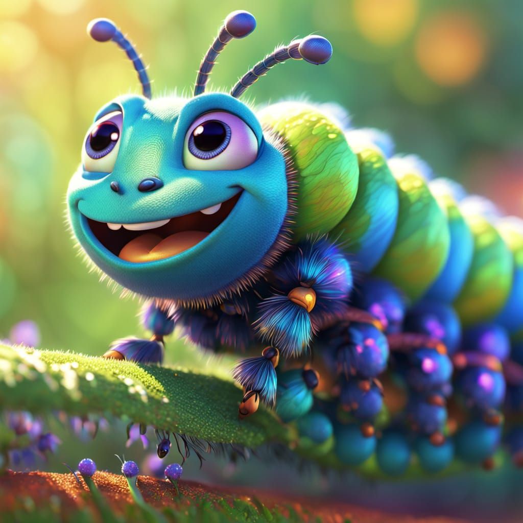 Happy Caterpillar from Bugs Life Gets Wings