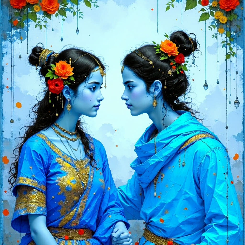 Radha and Krishna in Loving Gaze