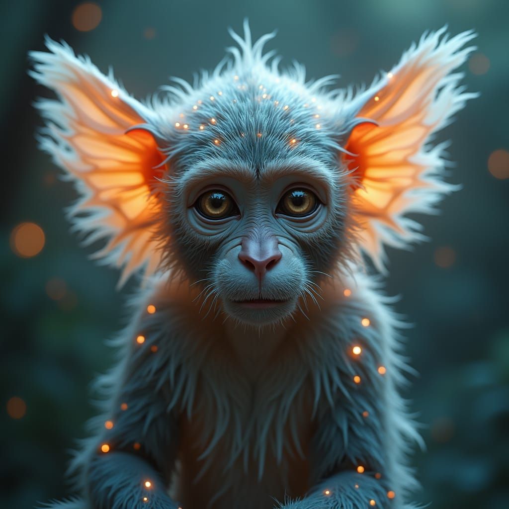 Leopard Monkey with Moonlit Wings in Surreal 3D