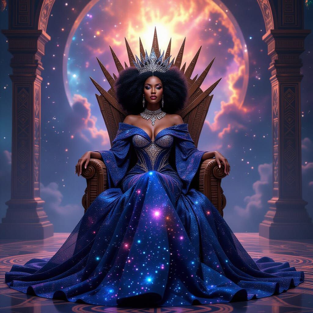 Afrofuturist African Queen in Galaxy Gown